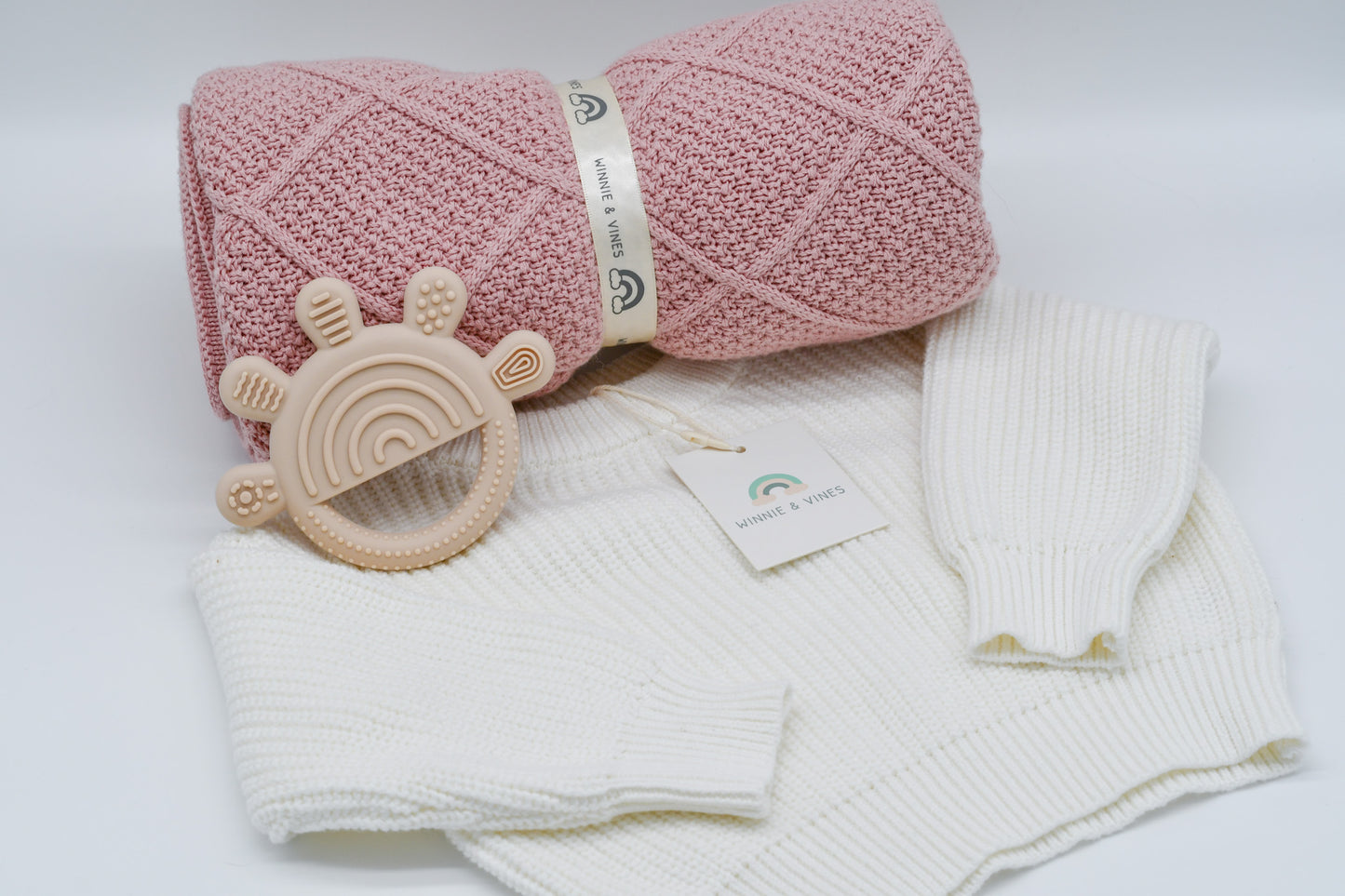 Blanket, Knit Sweater and Teether Gift Hamper