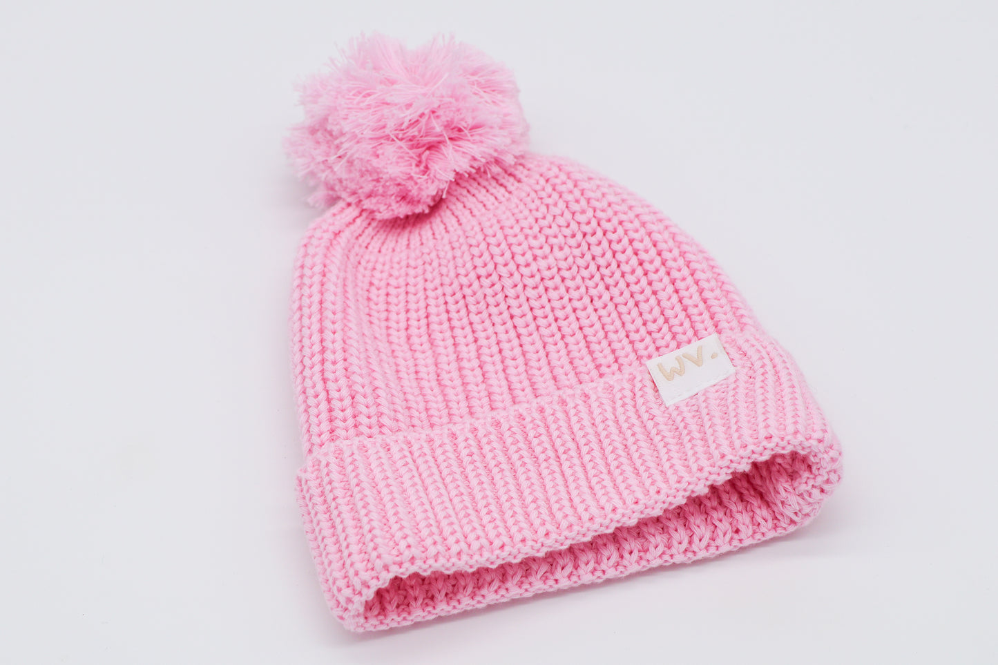 Organic Knit Beanie & Bootie Set with Pom Pom | Pink