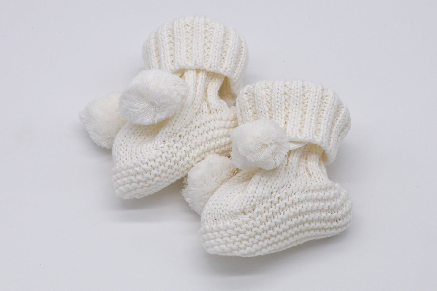 Organic Knit Beanie & Bootie Set with Pom Pom | Milk